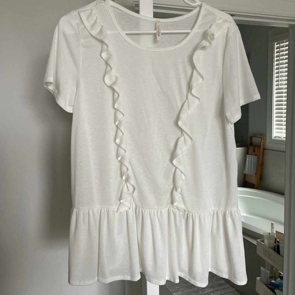 Brand New without Tags White Ruffled Tee Large